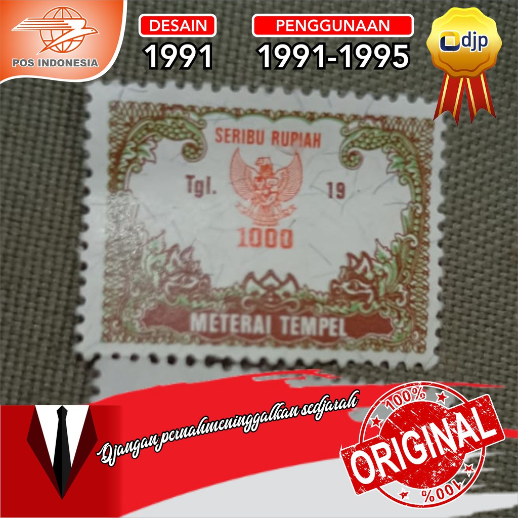 MATERAI 1000 DESAIN 1991 PEMAKAIAN 1991 1992 1993 1994 1995 ASLI ORIGINAL