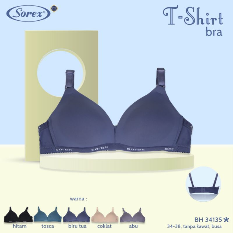 Bra BH Sorex 34135 T Shirt Tanpa Kawat 34-38 Busa Tipis