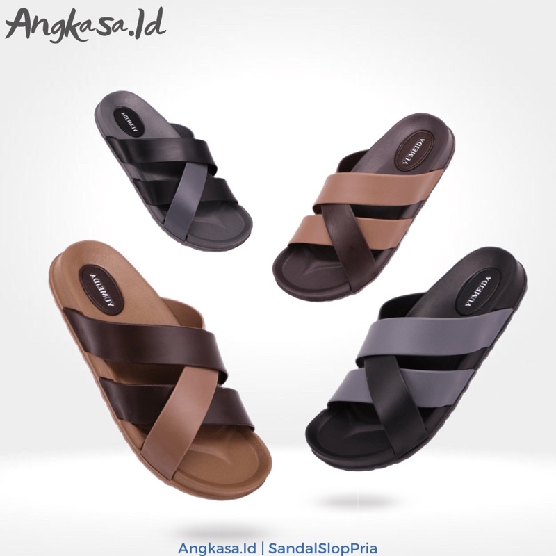 Yumeida 8082 - Sandal Slop Karet Pria Dewasa Sandal Selop Pria RINGAN TAHAN AIR Yumaida Original Siz