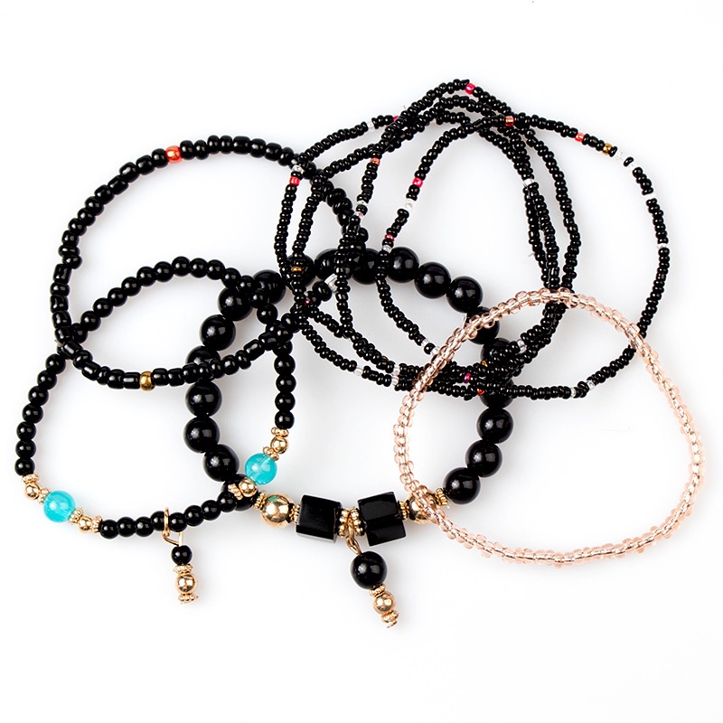 Set Gelang Multilayer Manik-Manik Warna-Warni Gaya Bohemian Untuk Wanita