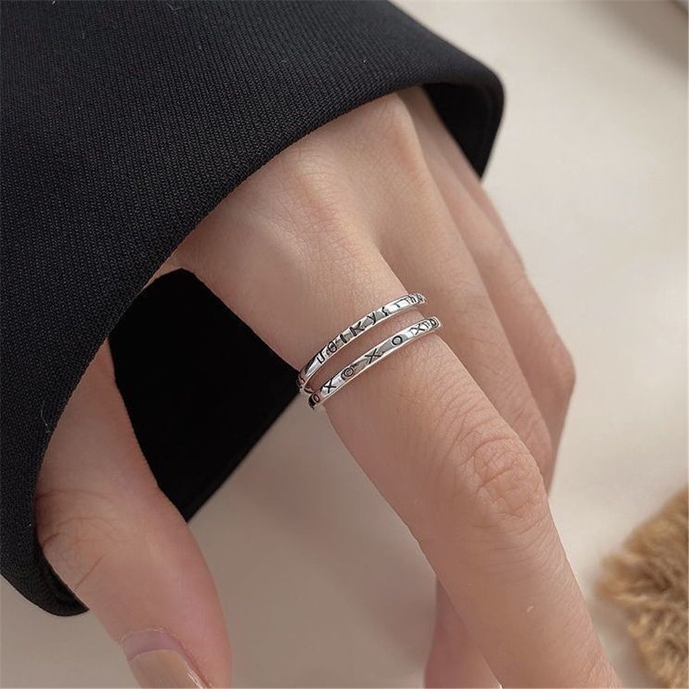 【COD Tangding】2pcs / Set Cincin Jari Telunjuk Model Terbuka Desain Simple Untuk Wanita Element