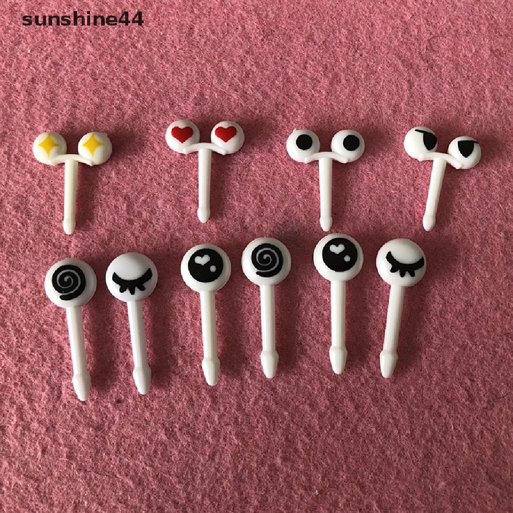 Sunshine 10Pcs / Set Tusuk Gigi Bentuk Mata Lucu Untuk Kotak Makan Siang / Bento