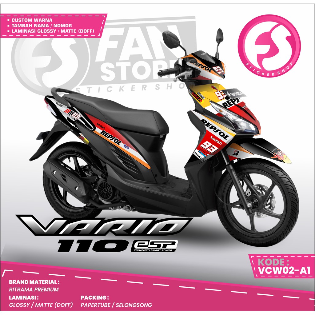 Striker Decal Motor Vario 110 Fi - Sticker Decal Vario 110 Fi - Aksesoris Motor ORANGE-KODE : VCW02