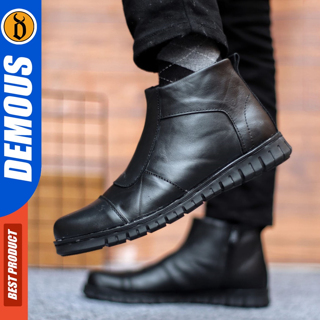 Sepatu Formal Pria Sepatu Casual Pria Kulit Asli Slop Sepatu Pantofel Kerja Kantor Kuliah Kondangan Sepatu Hitam Pria DEMOUS CARIBEUS