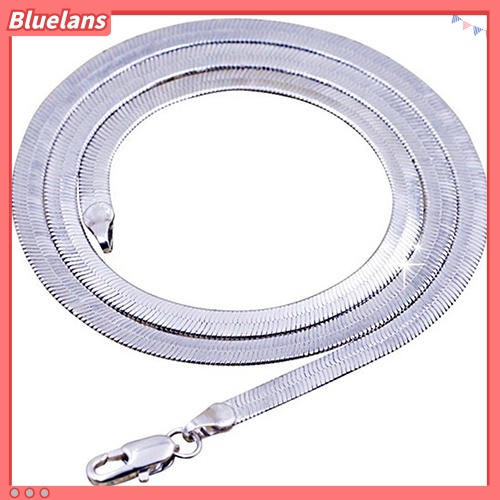 Bluelans Women Men Simple Silver Plated Flat Gift Snake Chain Herringbone Choker Necklace