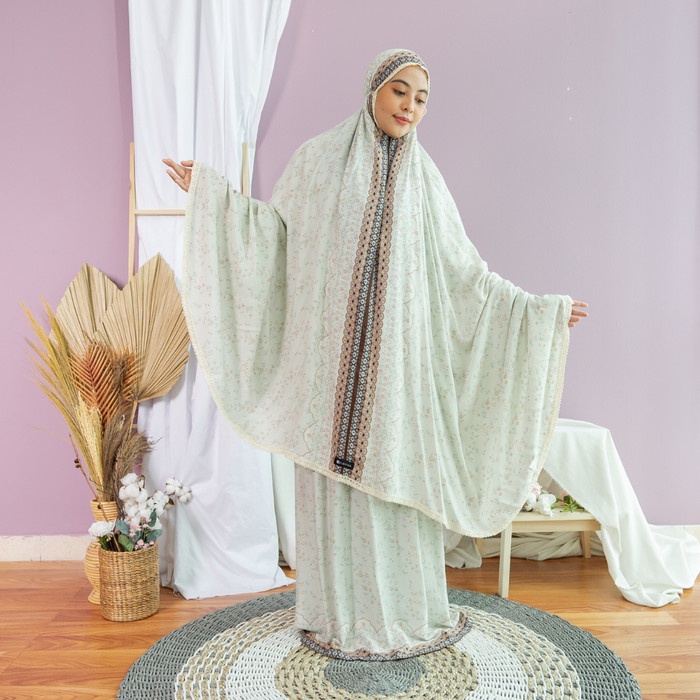 Mukena Zianisa Border Silvana Series Allsize - Grey