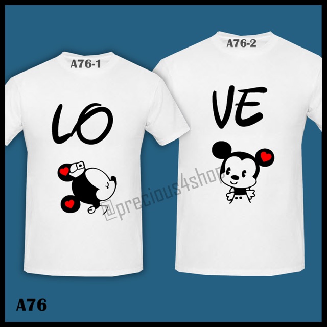 Mickey & Minnie Mouse Love Kissing Tee | Kaos Couple | Family T-Shirt