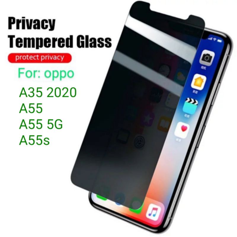 Antigores Oppo A35 2020 A55 A55s 5G Tempered glass SPY Screen Guard protector TG pelindung layar