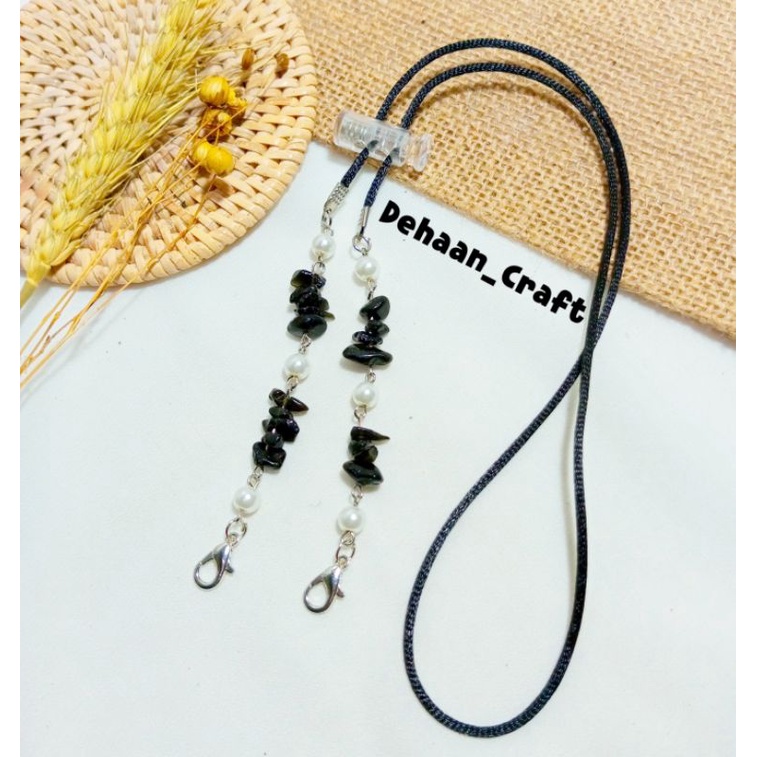 Strapmask 2in1 mutiara batu pecah, kalung masker konektor masker