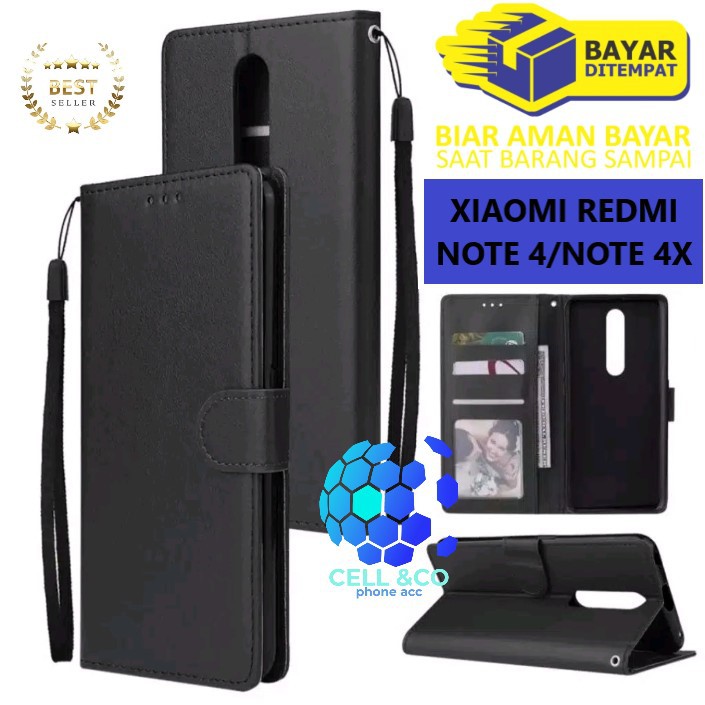 Flip cover XIAOMI REDMI NOTE 4 NOTE 4X Flip case buka tutup kesing hp casingflip case leather wallet