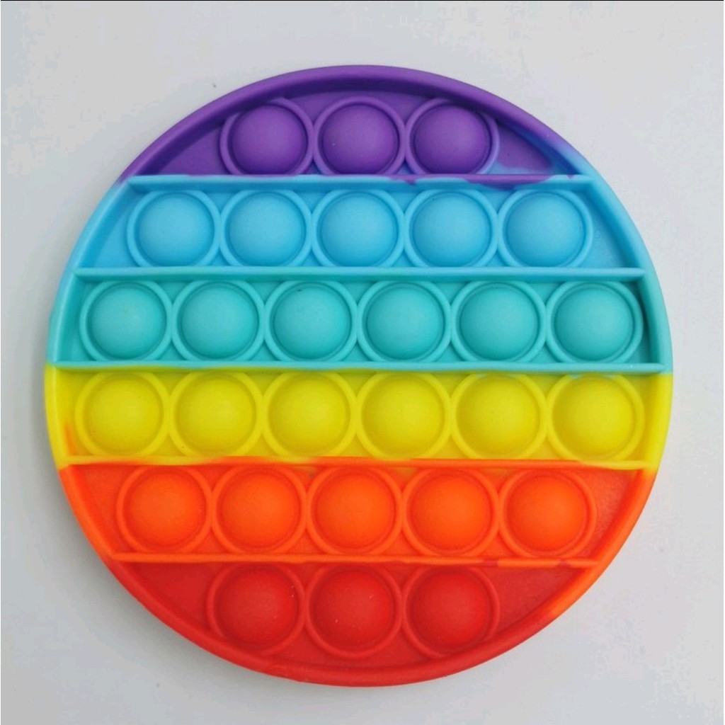 fidget push Pop Squishy Bubble Pop It Silikon Fidget Toy Pelangi Penghilang Stress MAINAN ANAK COD-BULAT