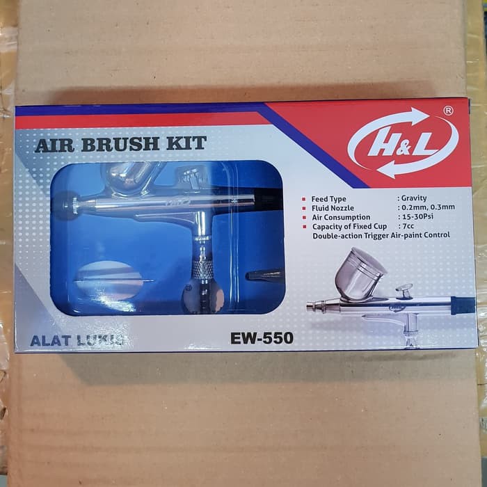 Air Brush Kit Pen Brush Spray Gun Lukis Merk H&amp;L EW-550