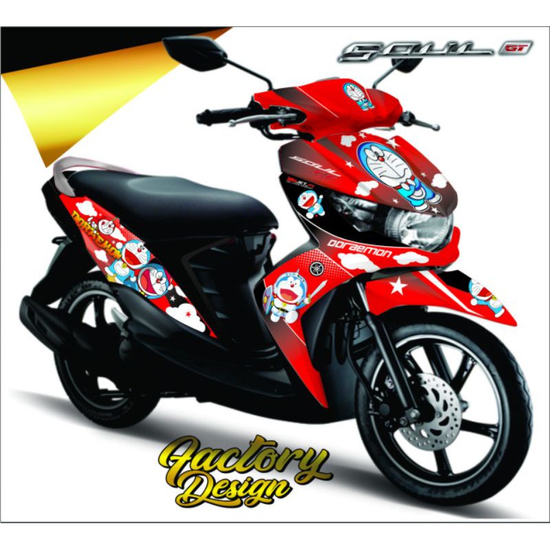 sticker decal full body Yamaha Mio soul GT motip Doraemon merah motip pilihan