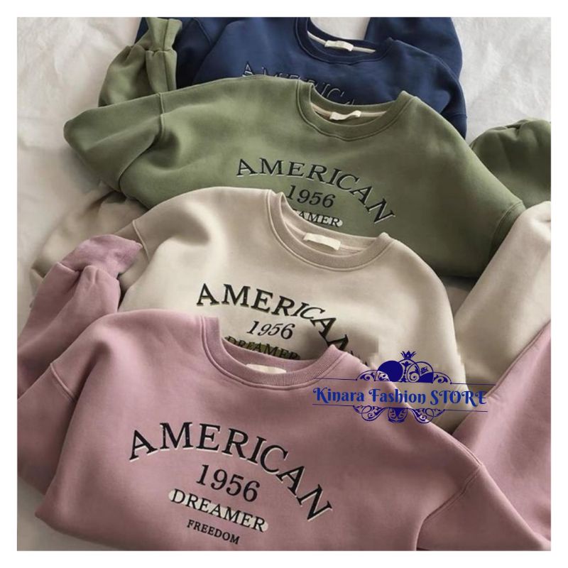 AMERICAN CROOPE Oversize Sweater Crewneck Oblong | Sweater Wanita Fashion Terkini Korean Style