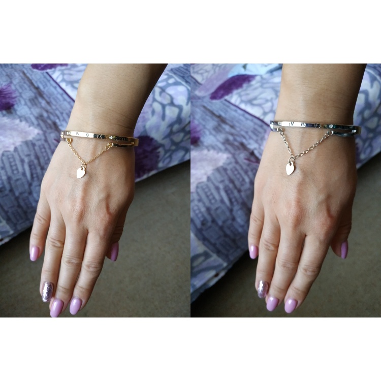 (GS) GELANG TANGAN WANITA BAHAN TITANUM VARIASI RANTAI LOVE HIASAN TANGAN WANITA