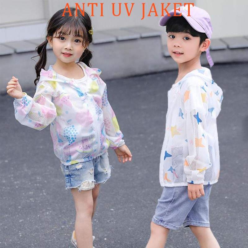 Anti UV Jaket Hoodie Anak Laki-Laki/Perempuan Panas Bahan Breathable Anti UV Jacket