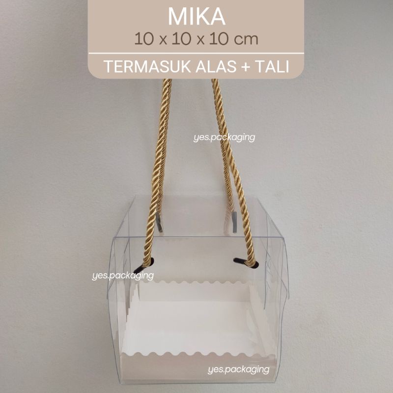[10x10x10cm] MIKA TALI Box Kotak Mika Handle Tali Clear Transparan Cake Chiffon Hampers Kue Pudding 