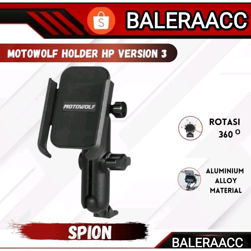 Motowolf Holder Handphone Version 3 Holder Hp 360 Derajat Motowolf V3 - Stang Dan Spion Motor Nmax Pcx Adv Vario Fazzio Scoopy Xmax Aerox DLL