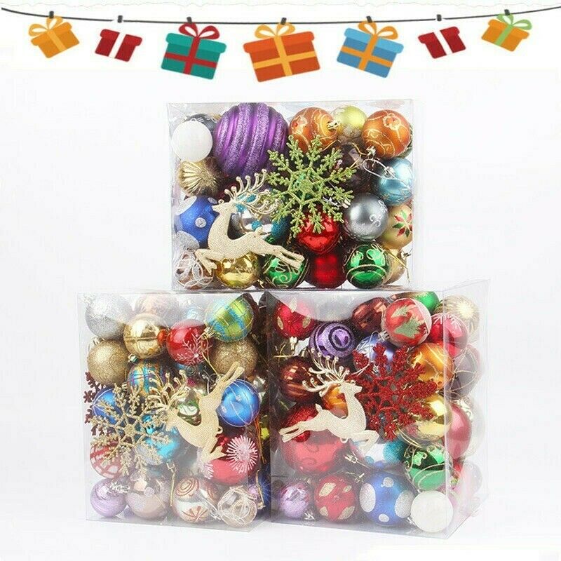 1 Box Bright And Matte Christmas Balls Hanging Ornaments For Xmas Tree Home Decor