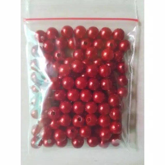 30 Gram Mote Mutiara Diameter 10mm Merah - Manik Mote Mutiara Merah