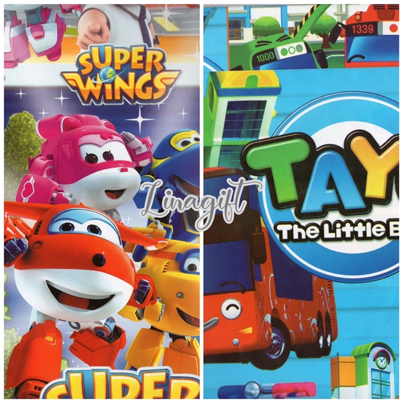 ( 5 Lembar ) SR BOYS - KERTAS KADO GLOSY - GIFT WRAP PAPER ULANG TAHUN HAPPY BIRTHDAY CARS SUPERWINGS TAYO THE BUS MCQUEEN