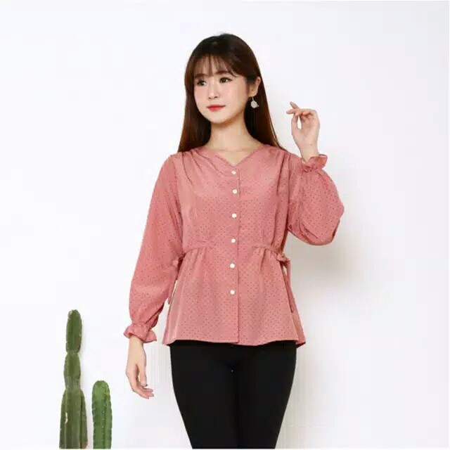 Chamele Blouse Polkadot Atasan Wanita Good Quality 2255