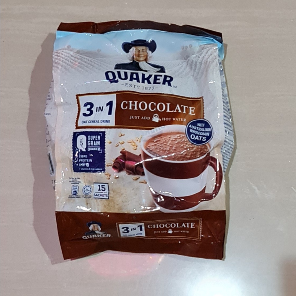Oat Cereal Drink Quaker 3in1 Chocolate / Coklat 15 x 28 Gram