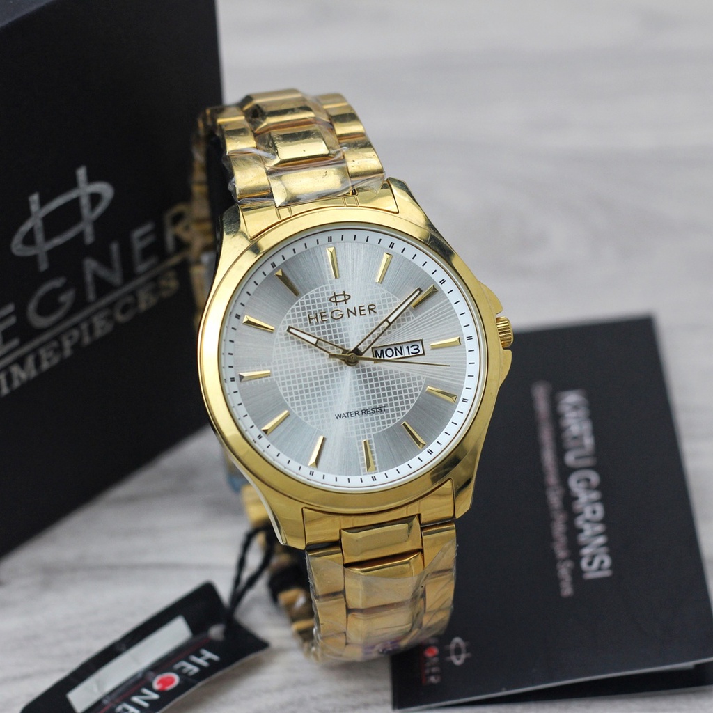 Jam tangan  pria Hegner 1250 M gold jam tangan pria water resist original