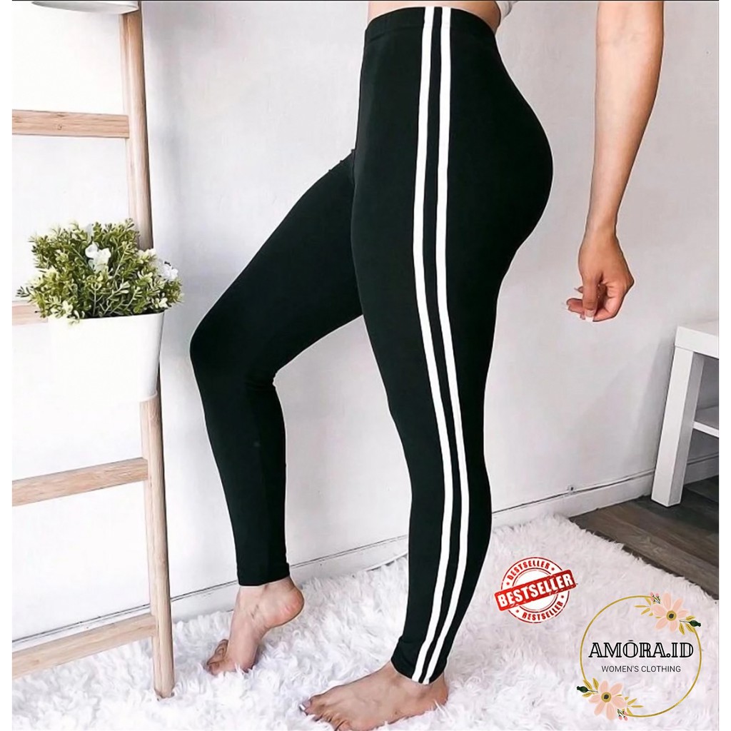 AMORA Legging List Tebal Super Elastis Allsize Fit To XXL Leging List