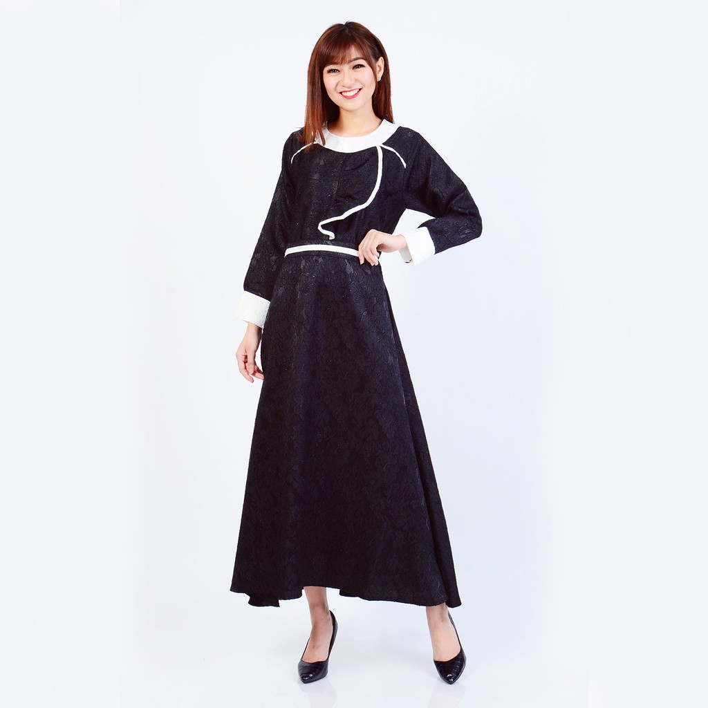 Long dress gamis maxi Premium Kombinasi lengan Panjang - XSHOP Jasmin