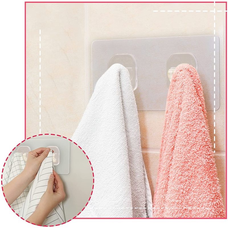 Home Creative Self Adhesive Wall Hanging Storage Double Hooks / Door Storage Heavy Duty Hanger