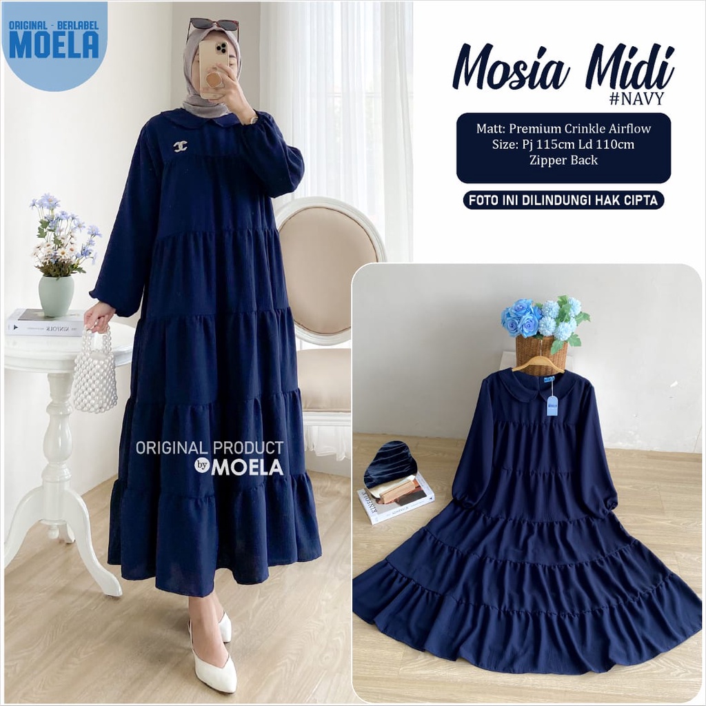 MOSIA MIDI DRESS CRINKLE AIRFLOW ORI MOELA