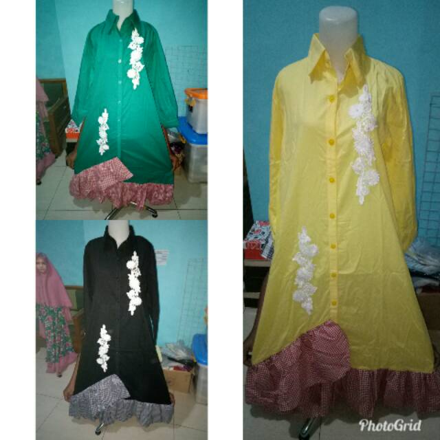 Gamis katun motif bunga