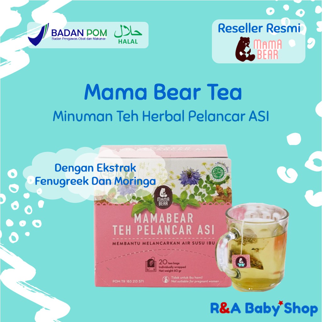 Teh Mamabear Mama Bear Herbal Tea Ibu Menyusui Pelancar Asi Booster