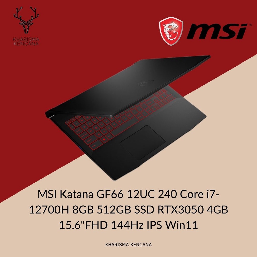 MSI Katana GF66 12UC 240 Core i7-12700H 8GB 512SSD RTX3050 4GB Win11