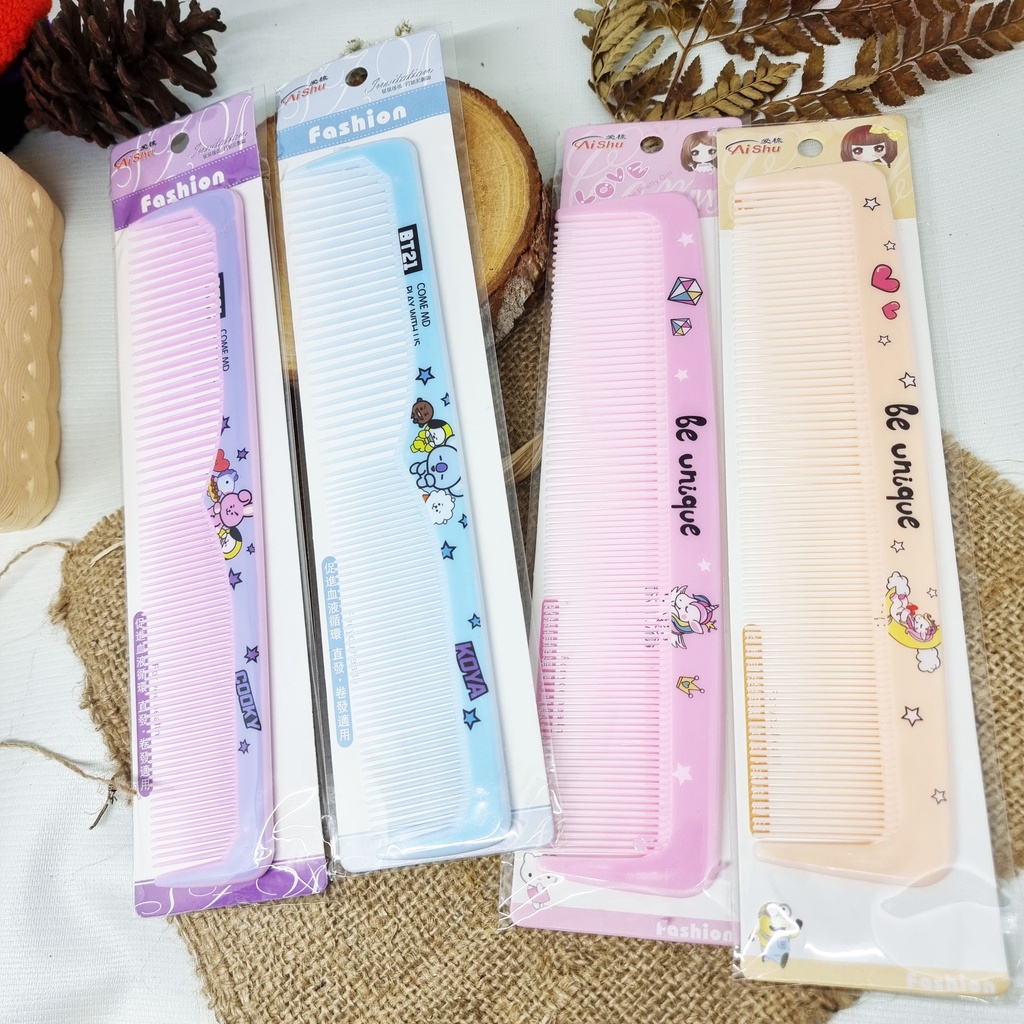 SISIR RAMBUT PANJANG FULL MOTIF KARAKTER KARTUN LUCU / SISIR PANJANG / SISIR LURUS / HAIR COMB