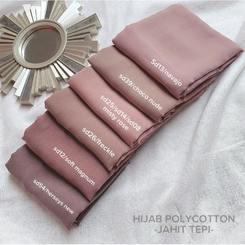 Hijab Segi Empat Polycotton jahit tepi plain hijab bella square basic hijab