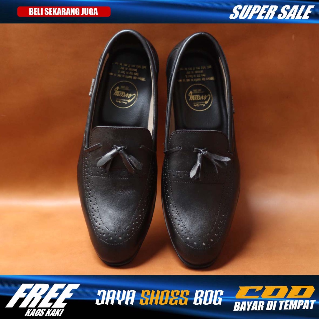 DEROSA|Sepatu Pantofel Kulit Sapi Asli Formal Pria Kerja Santai Nongkrong Gaya Derosa Original Cevany