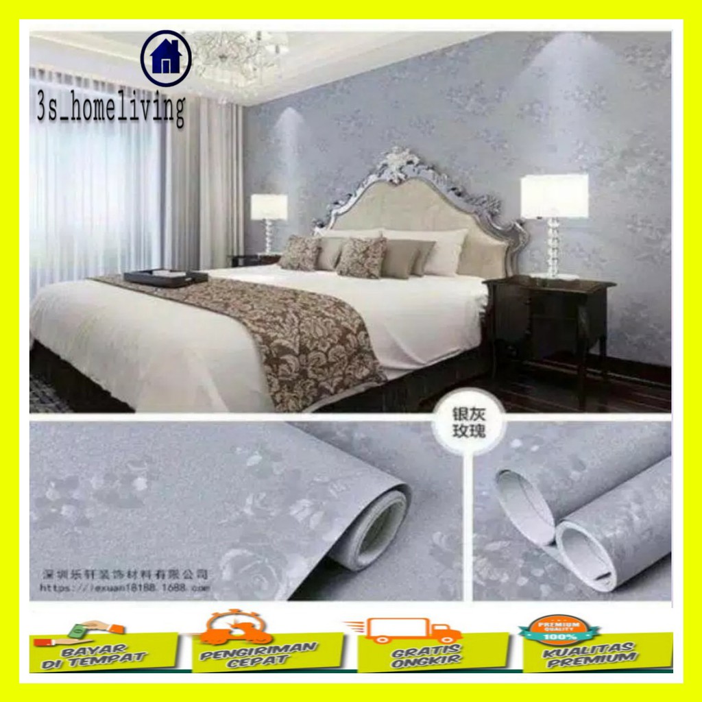 (COD) Wallpaper Dinding Embos Abu / Wallpaper Timbul / Wallpaper Embos / Wallpaper Abu 500