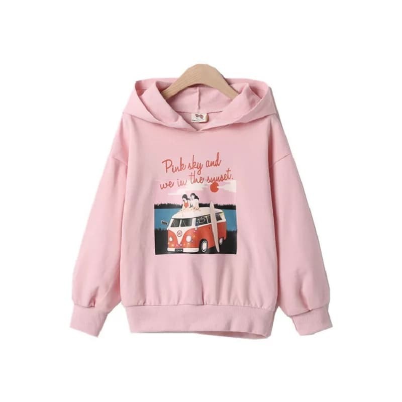 TokoMilkan - Sweater Hoodie Anak Perempuan PINK SKY &amp; WE IN THE SUNSET Umur 1 - 6 Tahun Bahan Fleece