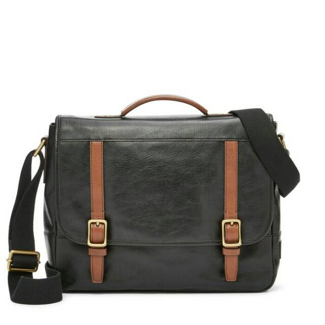 Tas Selempang Pria Fossil Evan Commuter Full Leather Black