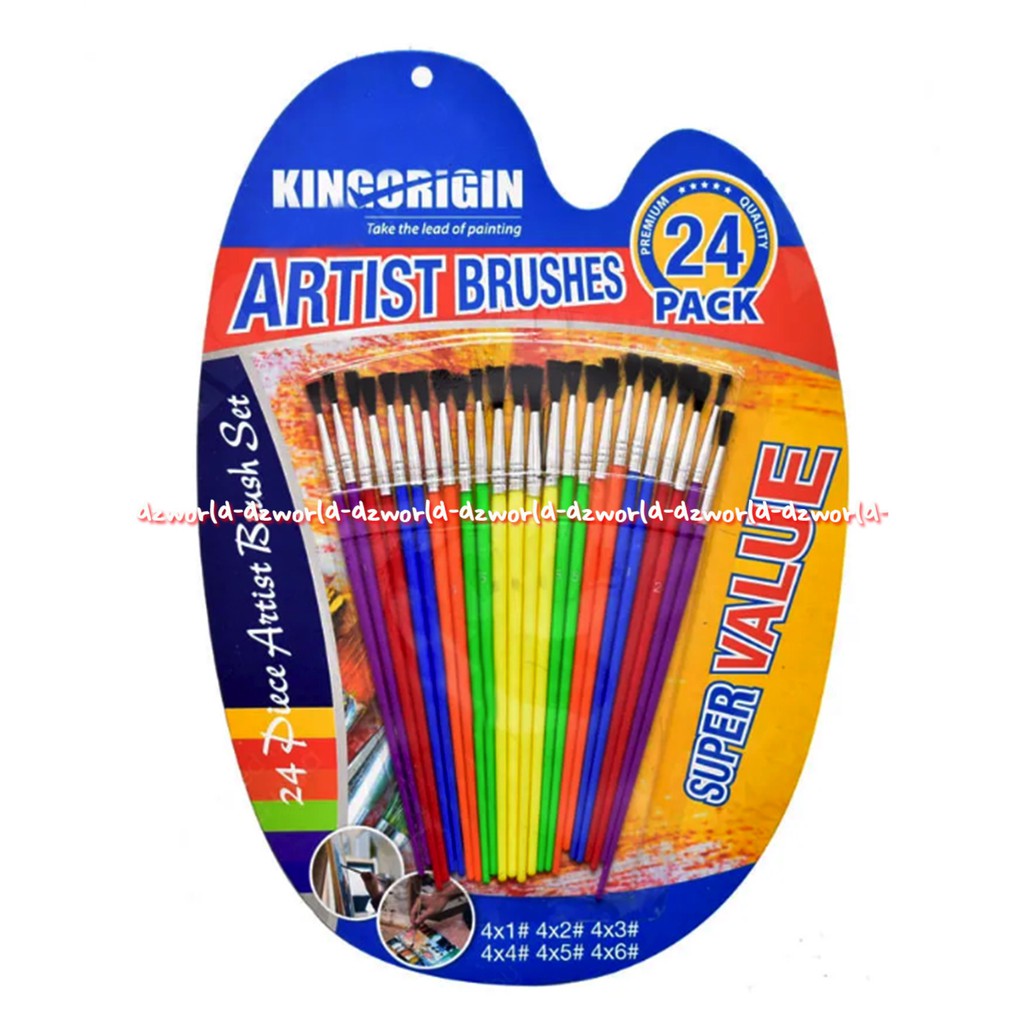 Kingorigin Artist Brushes 24Pcs Kuas Cat Lukis 1Set