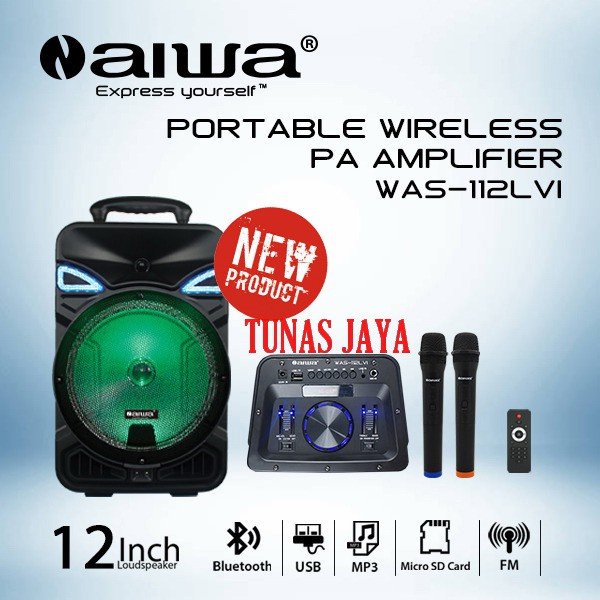 SPEAKER PORTABLE AIWA WAS-112LVI BLUETOOH USB SPEAKER Aiwa 112lvi 12 inch