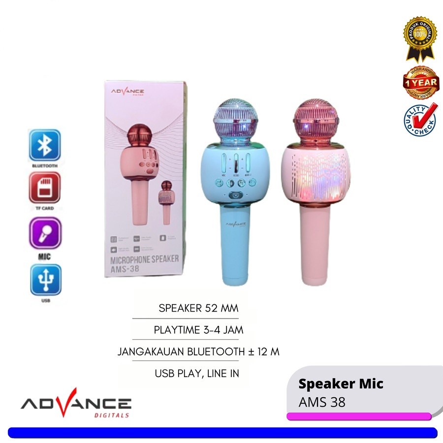 Advance Microphone/Speaker Karaoke Bluetooth AMS 38-Original