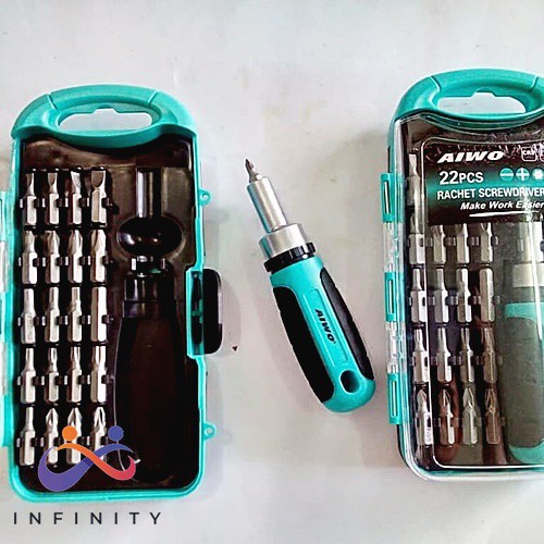 AIWO OBENG SET 22PC Obeng Hp-Jam-kacamata.HANDPHONE LAPTOP SERBAGUNA KUALITAS TERBAIK INF