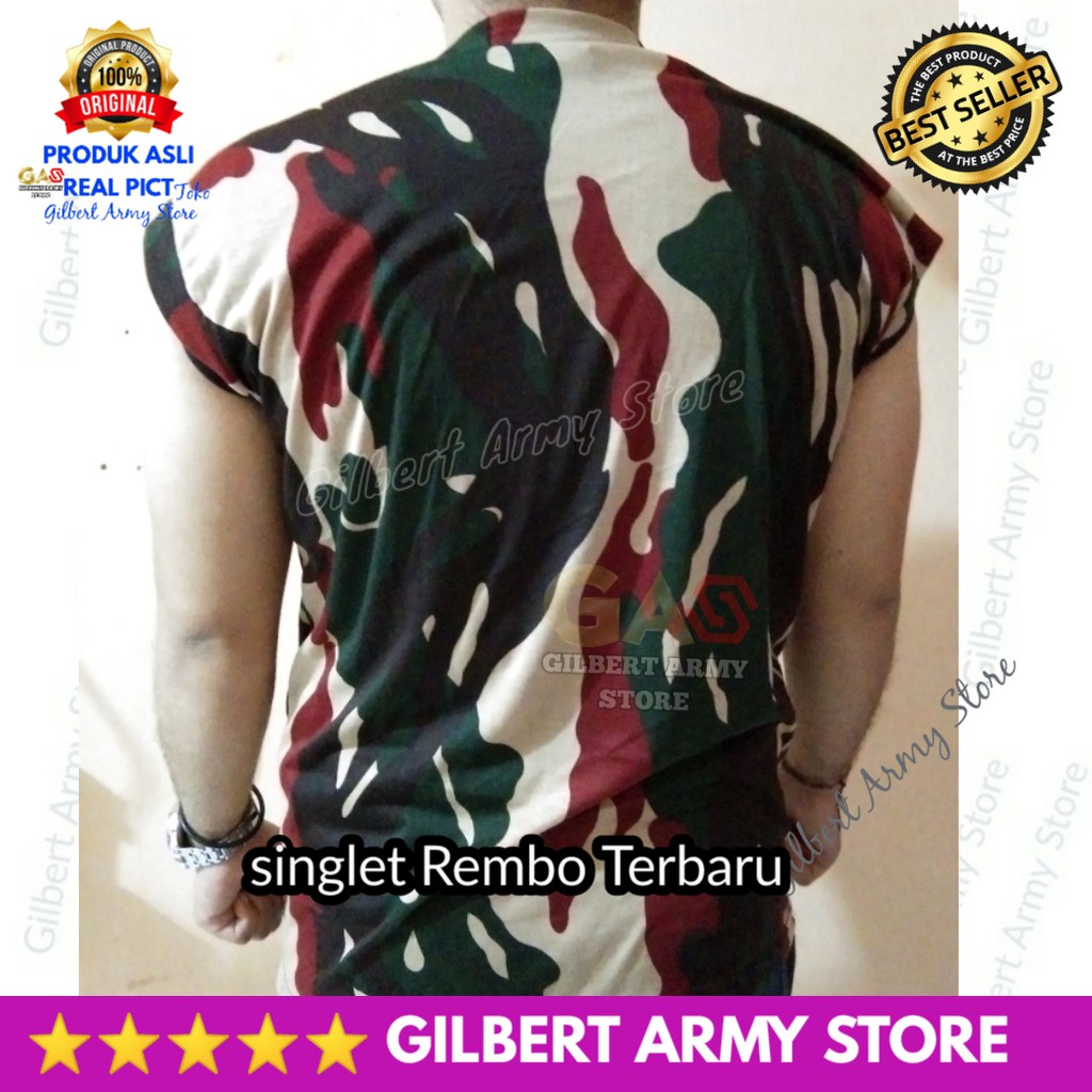 Kaos Singlet Rembo Loreng Kopasus Malvinas Tni Lekbong Lengan Pendek Gilbert Army Store Grosir Murah