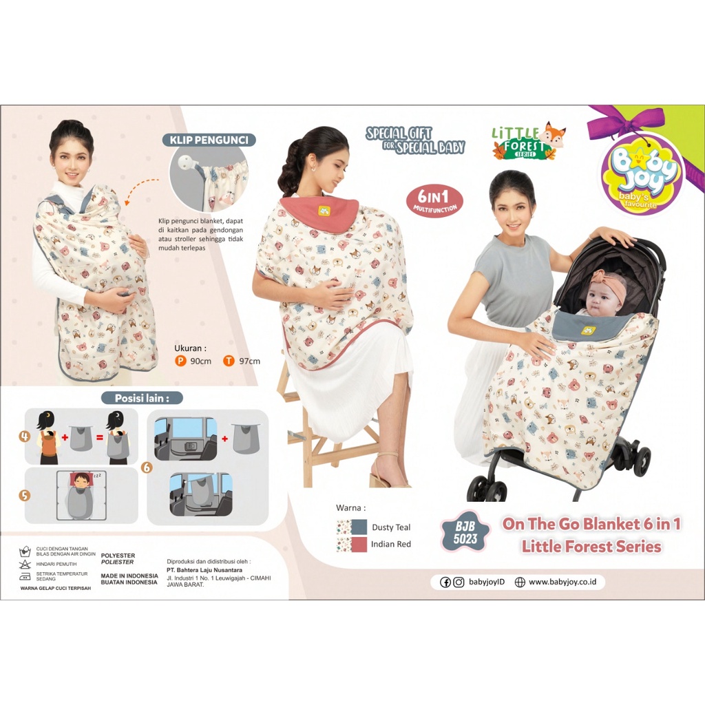 BabyJoy Baby Blanket On The Go 6 in 1 Little Forest | Selimut Bayi 6 in 1 Multifungsi Apron Ibu Menyusui