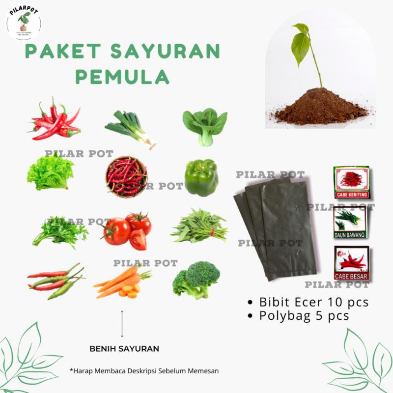 BENIH BIBIT PAKET SAYURAN PEMULA ISI 10 BIBIT - PAKET SAYURAN PEMULA ISI 10 PCS