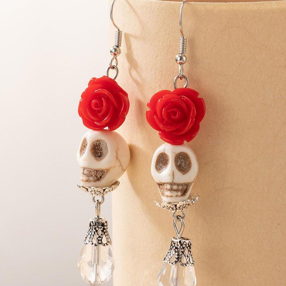 NEEDWAY Halloween Anting Keren Vintage Sederhana Hadiah Kait Telinga Labu Tengkorak Perempuan Busur Wanita Menjuntai Anting-Anting