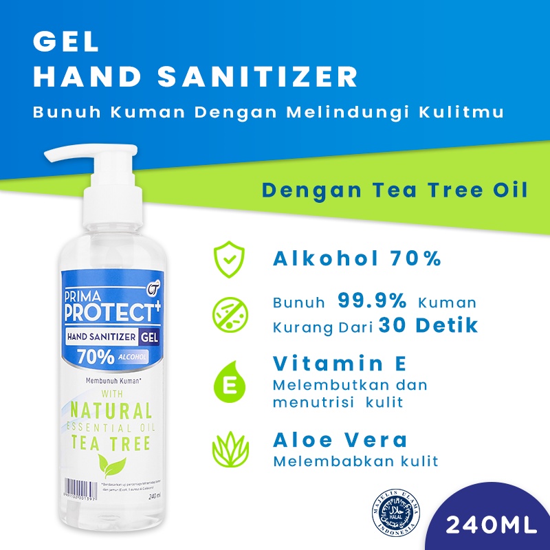 Prima Protect+ Hand Sanitizer Gel 240ml - Tea Tree